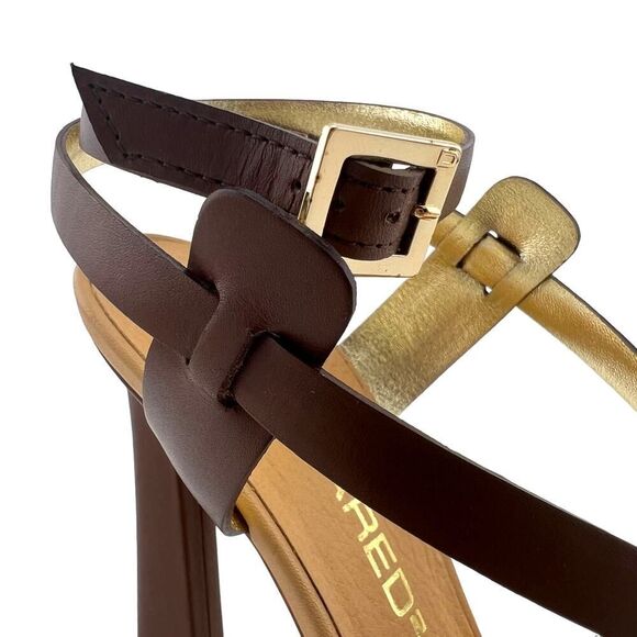 New DSQUARED2 Sandals Women US 8 Brown Leather Stiletto Pump Ankle Strap Shoes - Picture 9 of 16